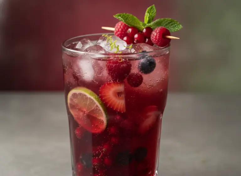 Rote Beeren Limonade im Glas