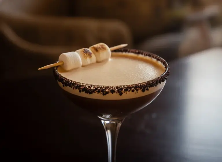 Schoko-Martini mit Marshmallows im Glas