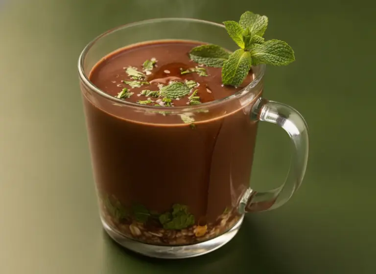 Schoko-Minz-Haferdrink im Glas