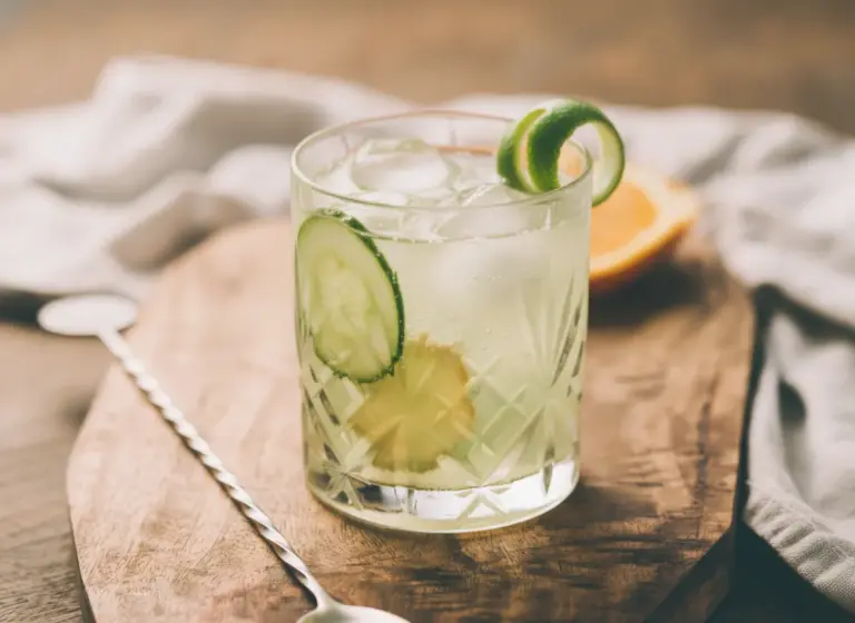 Virgin Punch mit Ingwer und Gurke im Glas