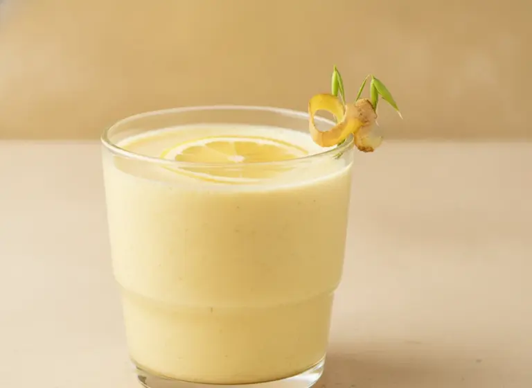 Zitronen-Ingwer-Haferdrink im Glas